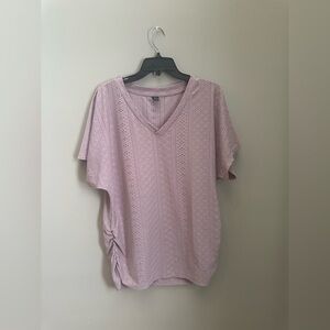SHEIN Light Pink Short Sleeve V-Neck Top